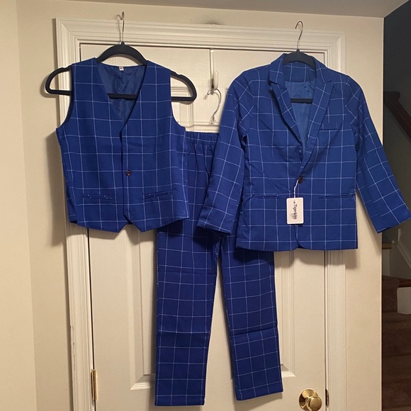 Tigerkiss Other - Tigerkiss Blue Boys Checkered 6 Piece Suit Set…size 150